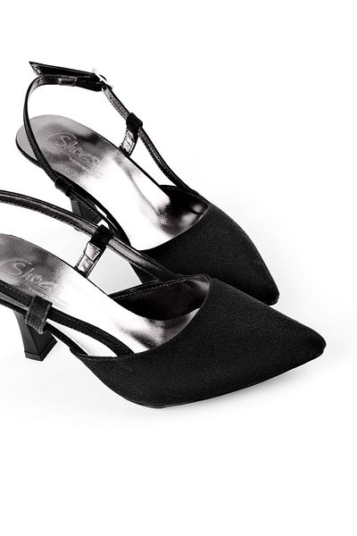 Lal Shoes & Bags Larwen Black Glitter Women's Heeled Shoes - Open Back