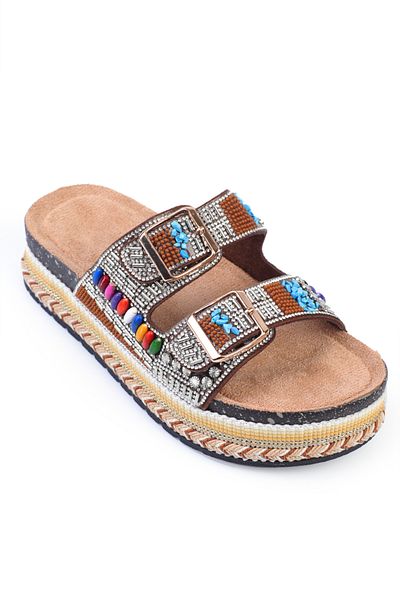Capone Outfitters Papuci de damă Alyson Stone cu cataramă cu toc plat