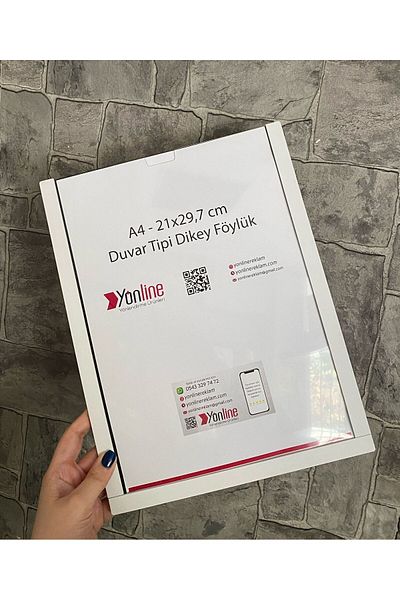 Yönline A4 Easy to Change White Wall and Door Type Plexiglass Foil Holder