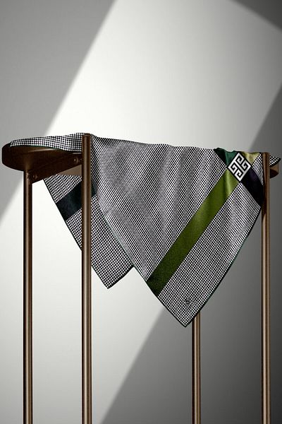 Vissona 100% Twill Silk Houndstooth Σχέδιο Σμαραγδένιο Πράσινο - Χακί Χρώμα 90x90 Σχήμα Ραπτικής Κασκόλ: Ράψιμο στο χέρι