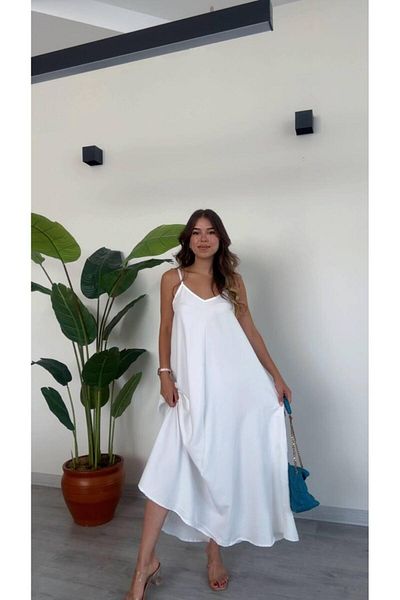 modadagiyim Βαθύ φόρεμα με λαιμόκοψη σε V λαιμόκοψη Casual μακρύ oversize άνετο φόρεμα με λουράκι από σχοινί