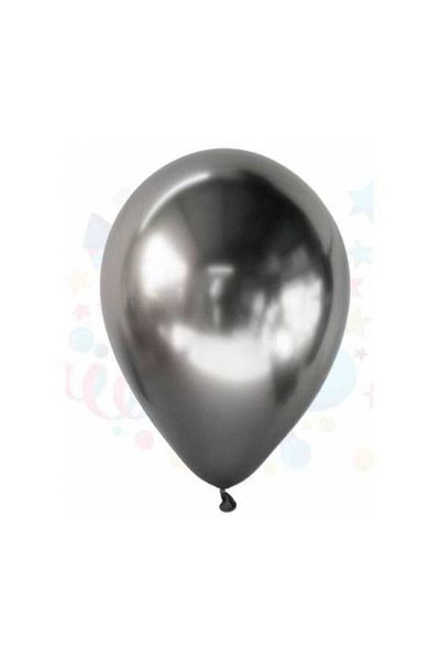Deniz Party Store Chrome Balloon 12" Inch Dark Gray Color 5 Pieces