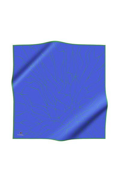 Vissona 100% Twill Silk Line Patterned Saks - Emerald Green Colored 90x90 Scarf Σχήμα Ραπτικής: Ράψιμο στο χέρι