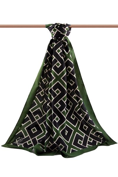 Vissona Luxury Medina Silk - Γεωμετρικό σχέδιο, Σμαραγδένιο Πράσινο, 75x195 Kimarzamalı Moss Crepe Τύπος ραφής