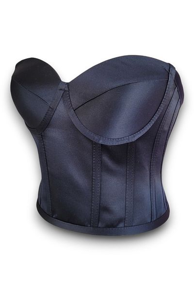 FİYPER Corset din satin negru Bustier Mărimea gata