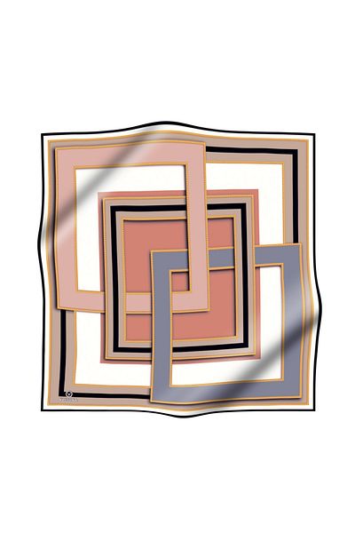 Vissona 100% Twill Silk Geometric Pattern Powder - Ασημί χρώμα 90x90 Σχήμα ραψίματος κασκόλ: Ράψιμο στο χέρι