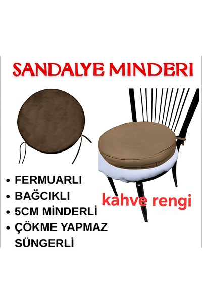 ASENA MOBİLYA 40 cm capında yuvarlak sandalye minderi fermuarlı ve bağcıklı