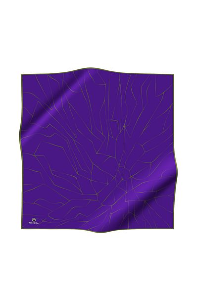 Vissona 100% Twill Silk Line Pattern Purple - Χακί Χρώμα 90x90 Σχήμα Ραπτικής Κασκόλ: Ράψιμο στο χέρι