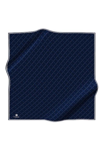 Vissona Φόρεμα Twill Silk Tiny V μοτίβο με μπλε γκρι χρώμα 90x90