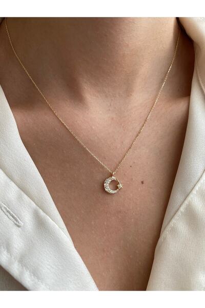 Amoure Gold 14 Ayar Altın Ay Yıldız Kolye