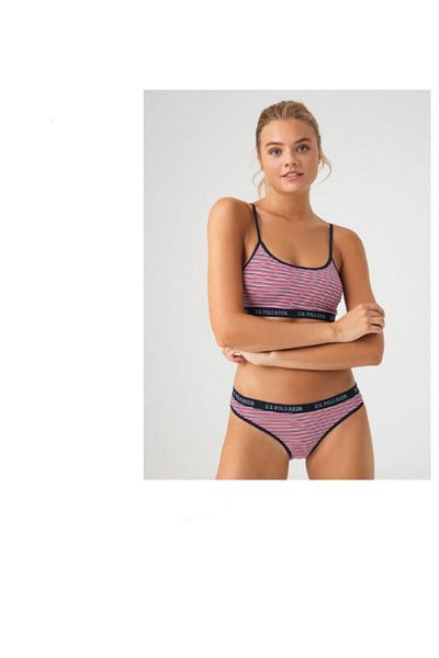 U.S. Polo Assn. Women's Navy Blue - Striped Bustier Slip Suit 66250