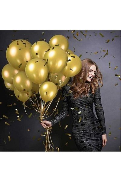 Deniz Party Store Metallic Balloon 12" Inch Gold Color 25 Pieces