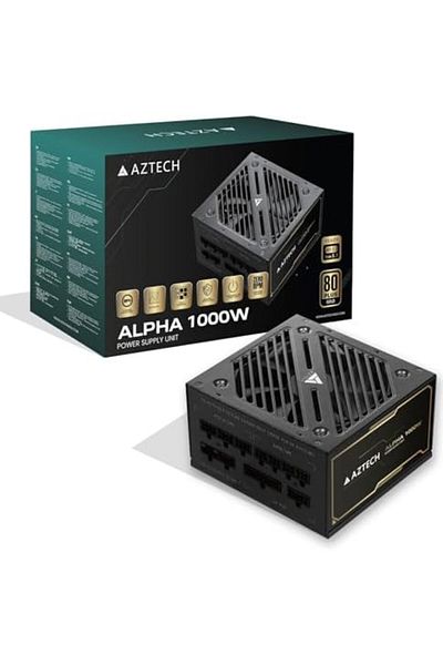 Aztech Alpha 1000w 80 Plus Gold Psu Atx 3.1 & Pcie 5.1 Ready Fully Modular Power Supply Ultra‑quiet Gaming