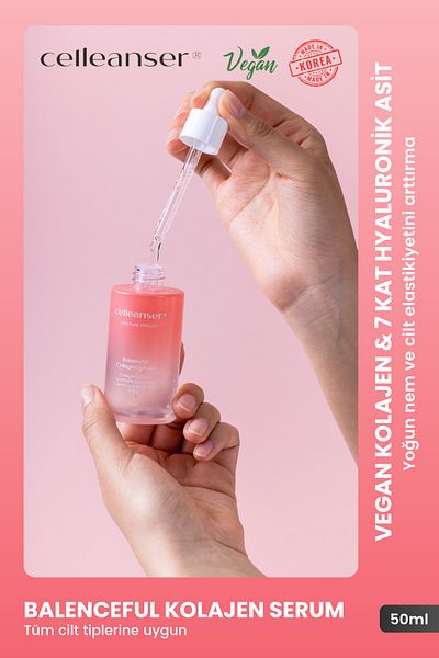 celleanser Anti-Wrinkle and Anti-Aging, Intensive Moisturizing, Barrier Repairing, Vegan Collagen Face Serum