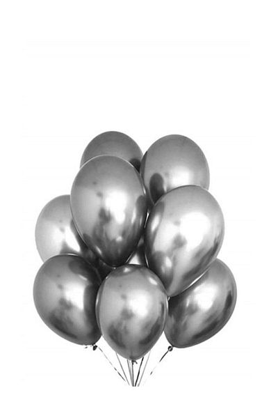 Deniz Party Store Chrome Balloon 12" Inch Dark Gray Color 5 Pieces