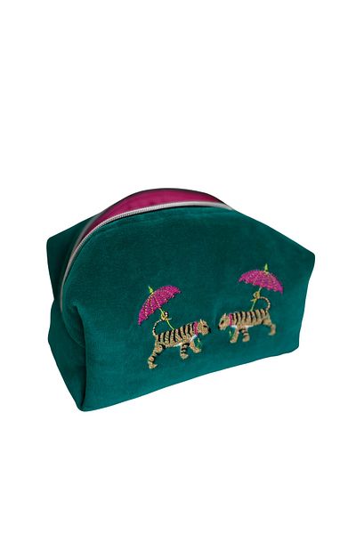 LYIA Tiger Embroidered Makeup Bag - 1 Medium Size