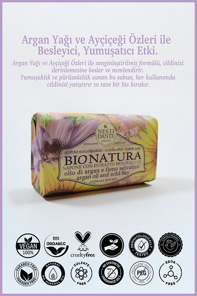 Nesti Dante Bio Natura 250Gr Argan Dead and Sunflower Soap - Nourishing