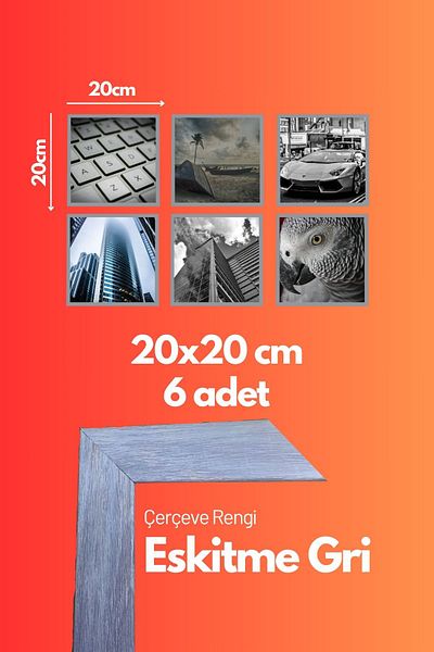 AtlasSG 21mm 6-Piece Frame Set 20X20 cm 6 Pieces Photo Picture Frame Wall Hanging Shatterproof Pvc