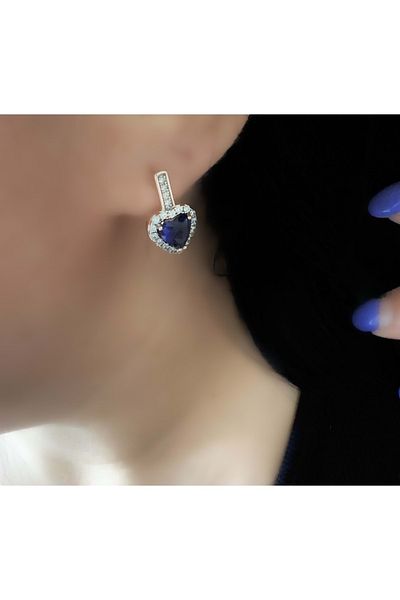 ACAR TAKI Xuping Dark Blue Stone Heart Earrings-Rose Acr4767