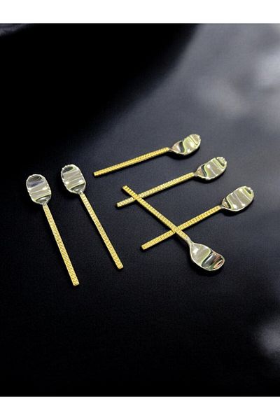 Tiamo 12 Pack Mios Stainless Steel and Gold Plated - Tea Spoon Handle Gold