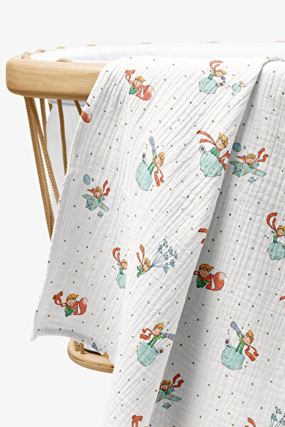 fevale 4 Kat Müslin Örtü - Küçük Prens Desenli - Bebek Battaniyesi - Dört Kat...