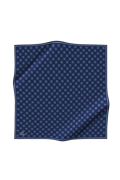 Vissona Indigo Colored 90x90 Silk Monogram Μοτίβο Twill Κασκόλ - Ράψιμο στο χέρι