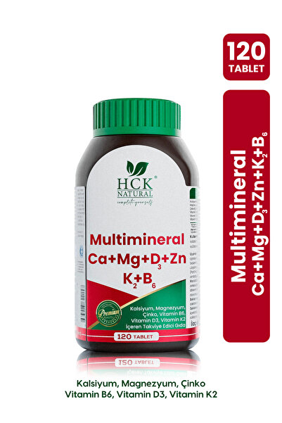 HCK NATURAL Multimineral 120 Tablet Kalsiyum Magnezyum Çinko Vitamin B6-d3-k2...