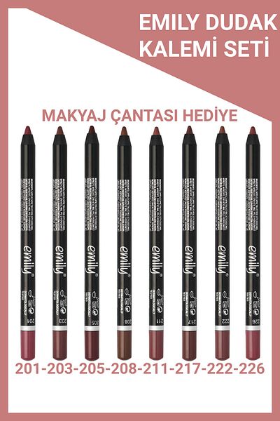 Golden Rose Emily Lip Liner Set of 8 and Gift Makeup Bag