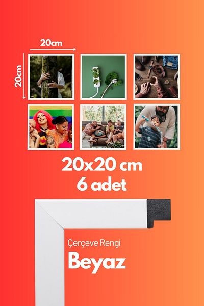 AtlasSG 21mm 6-Piece Frame Set 20X20 cm 6 Pieces Photo Picture Frame Wall Hanging Shatterproof Pvc