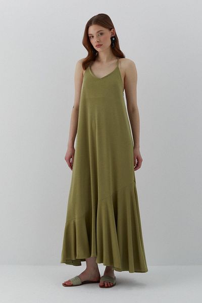 MARKALİSTE Φόρεμα με λαιμόκοψη V με λουράκι Fat Green
