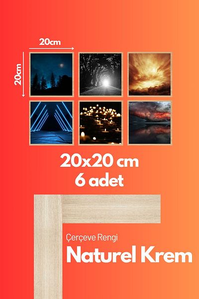 AtlasSG 21mm 6-Piece Frame Set 20X20 cm 6 Pieces Photo Picture Frame Wall Hanging Shatterproof Pvc