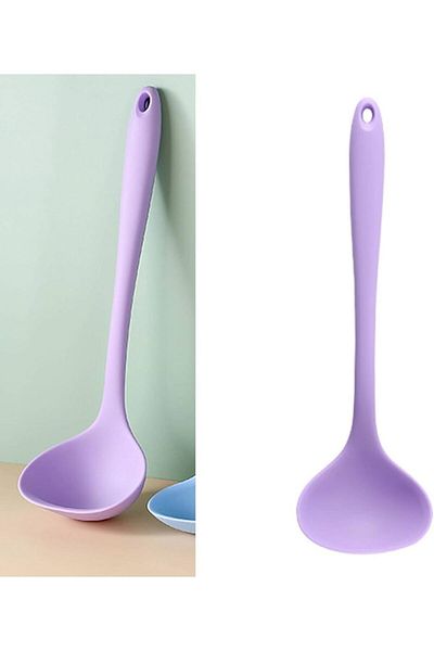 elfnur 1Pc Hard Tip Heat Resistant Fireproof Non-Stick Pan Non-Scratch Silicone Food Ladle