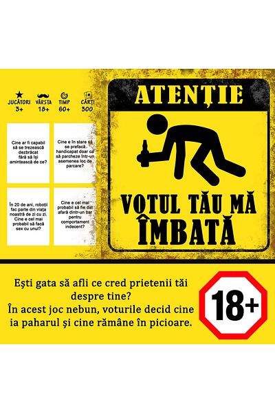 Legendary Gifts Votul tau ma imbata, party card game - Romanian language, 300 questions, 3-20 players