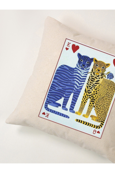 Galia Tasarım Spade Fly Leopard Linen Print Throw Pillow Pillow Case