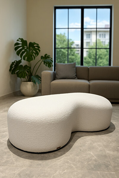 S Home Design Concept Dream Fasulye Puf, Teddy, Beyaz