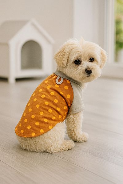 MPZ Pets 100% Cotton Cat and Dog Clothing - Orange Polka Dot Basic T-Shirt