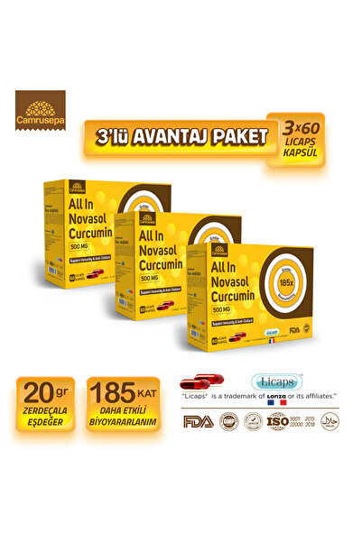 Camrusepa All In Novasol Curcumin 500 Mg – 3’lü Avantajlı Paket (3×60 LİCAPS®...