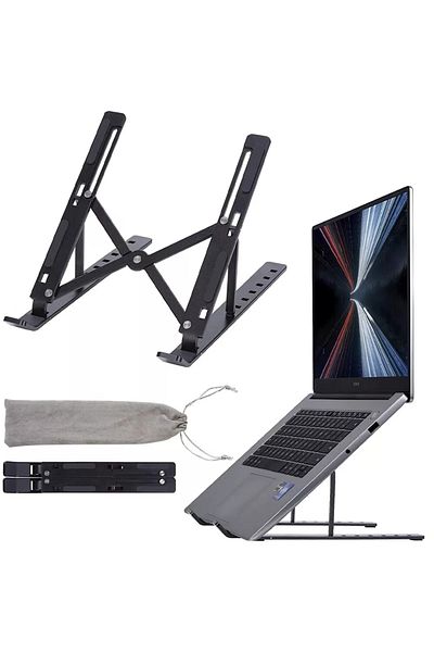 LEAXOR Suport universal pentru laptop/tabletă - reglabil, pliabil, antiderapant, portabil - negru