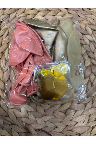 Deniz Party Store Chrome Gold 6 Pieces Rose Gold Metallic 6 Pieces Transparent Balloon with Gold Confetti 6 Piece Balloon Set