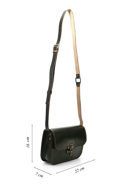 GÖNDERİ(R) Women / Girls Khaki Antique Vaketa Genuine Leather Shoulder and Messenger Bag