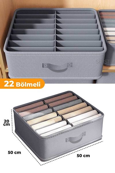 Serstil 22 Compartments Clothes, Towels, Bedding Organizer Box - 50X50X20Cm