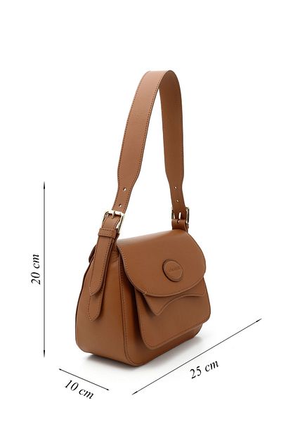 GÖNDERİ(R) Women / Girls Tan Antique Genuine Leather Hand and Shoulder Bag