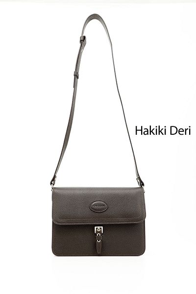 GÖNDERİ(R) COFFEE FLOTER Gön Platinum Genuine Leather Medium Size Women's Shoulder Bag Q8254