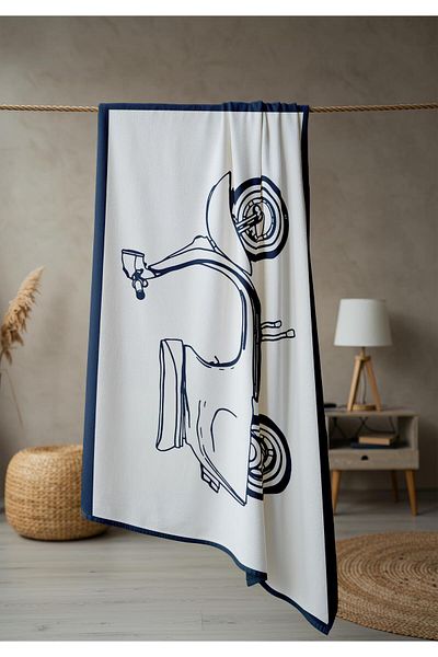 Doruklar Home Collection Πετσέτα θαλάσσης παραλίας με σχέδιο κινητήρα Peshtemal 80x160 CM NRM14