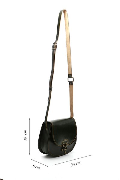 GÖNDERİ(R) Women / Girls Khaki Antique Vaketa Genuine Leather Shoulder and Messenger Bag