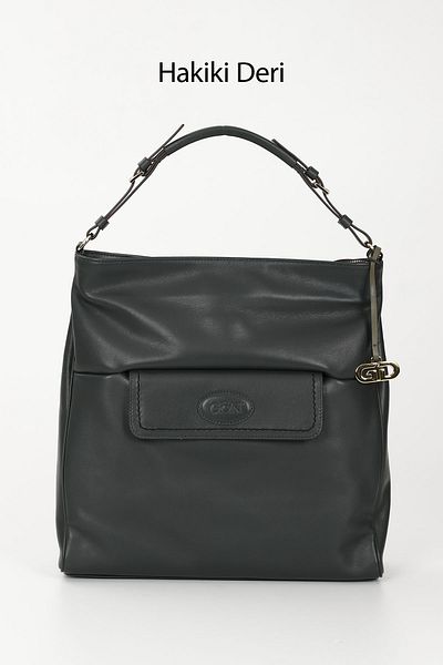 GÖNDERİ(R) KHAKI ANTIQUE Gön Platinum Genuine Leather Large Size Women's Shoulder and Hand Bag B7081