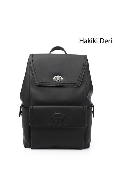 GÖNDERİ(R) BLACK Heart Platinum Genuine Leather Large Size Women's Backpack B3484