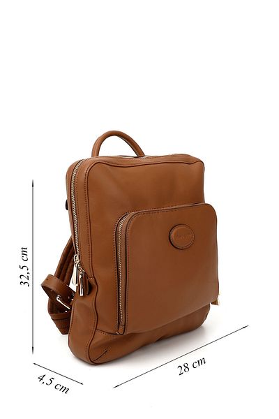 GÖNDERİ(R) Women / Girls Tan Genuine Leather Handbag and Backpack