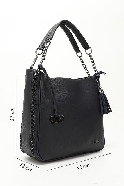 GÖNDERİ(R) Women/Girls Navy Blue Tassel Shoulder Bag