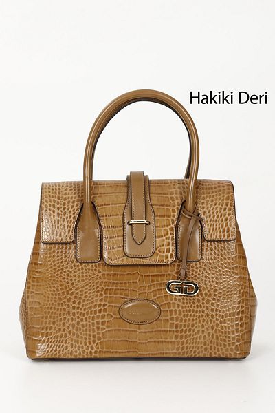 GÖNDERİ(R) TABA KRAKO Gön Platinum Genuine Leather Large Size Women's Shoulder and Hand Bag B8384